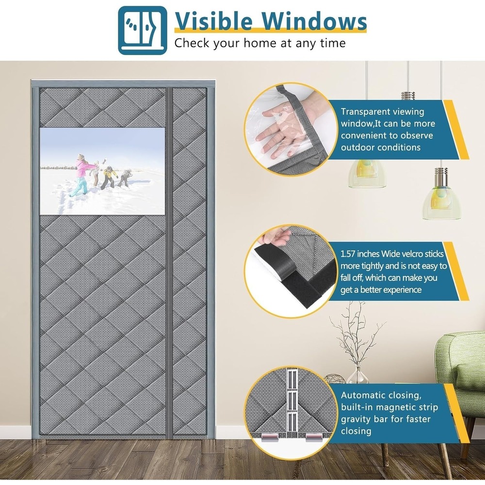 HOOTOWN Magnetic Thermal Door Curtain 34x82 | Insulated Draft Stopper | New - Picture 3 of 5